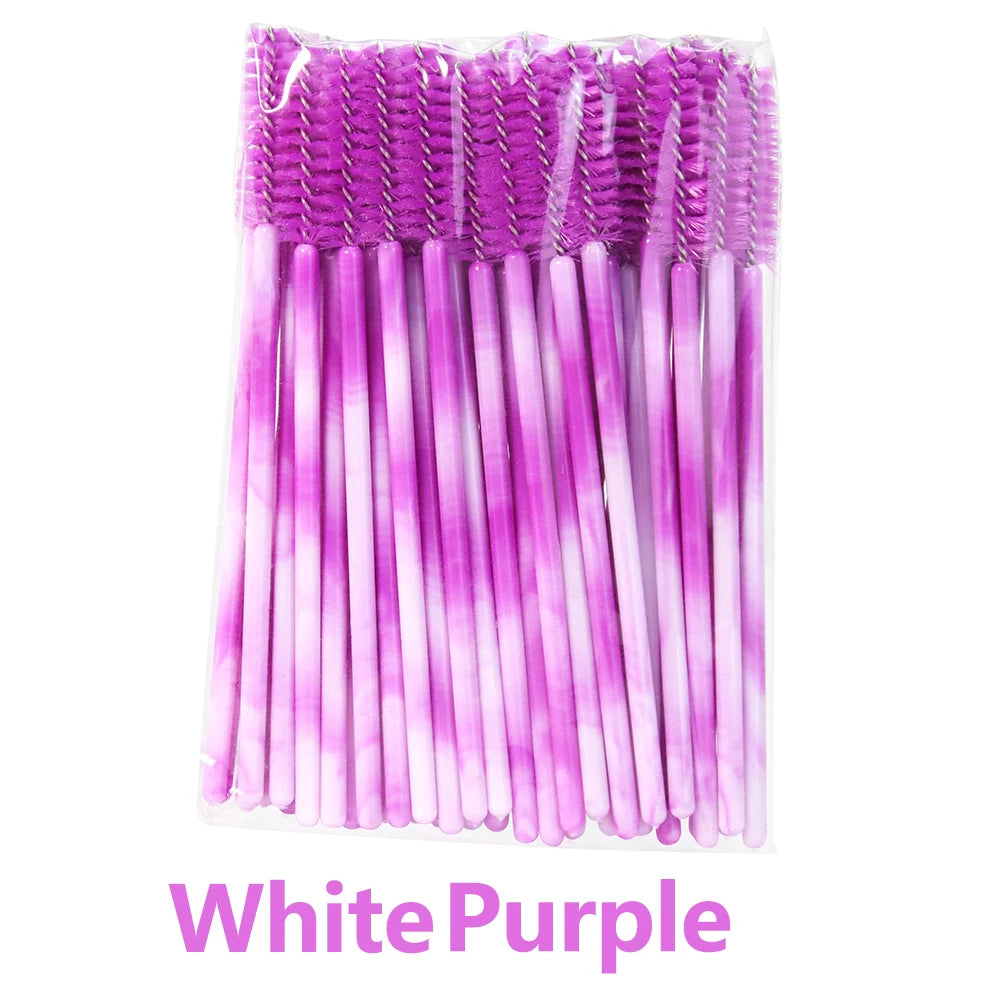 ANNAFRIS 50Pcs Disposable Eyelash Brush Soft Head Crystal Eyebrow Brush Lash Extension Brush Mascara Wand Makeup Tool